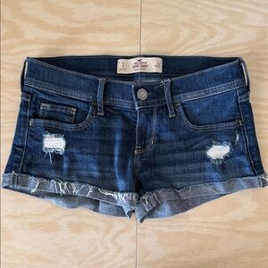Hollister Short-Short Low Rise Ripped Blue Denim Shorts